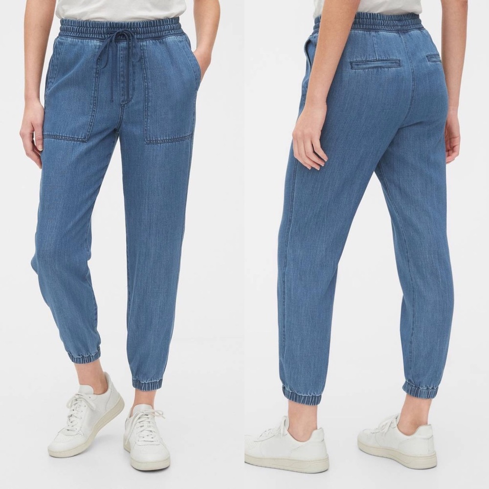 Gap Blue Denim Utility Jogger with Elasticized Tie Waist, NWT
